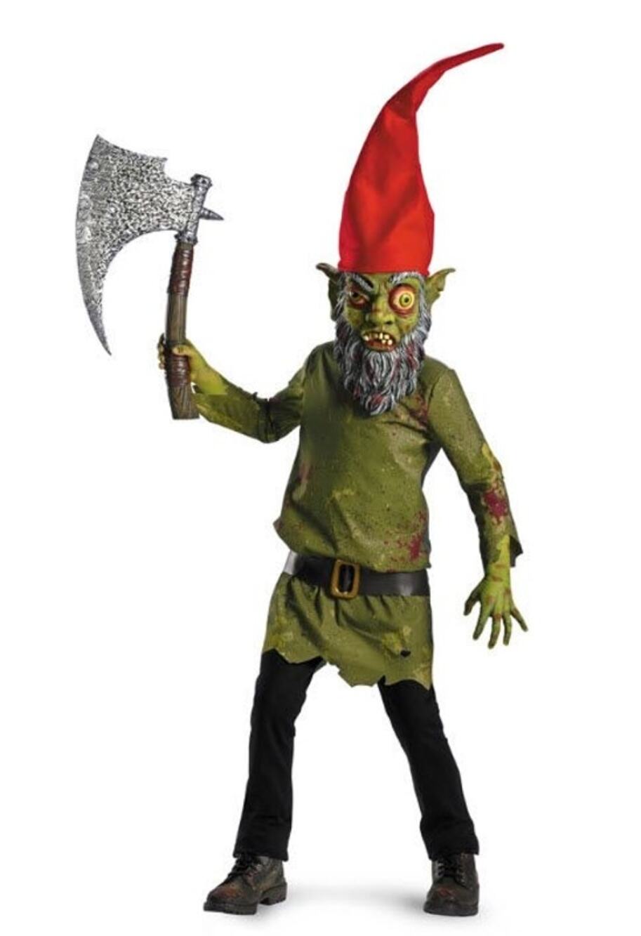 Disguise Wicked Troll Green Goblin Mask with Hat Tunic shirt Child Costume L